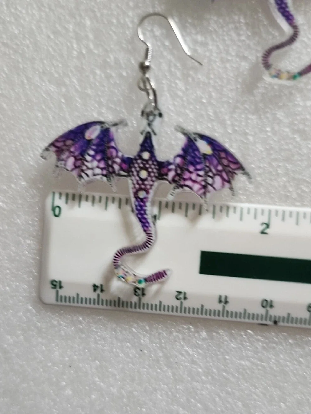 Hand Crafted Purple Lace Look Dragonfly Wing Dangle Earrings